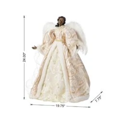 24 In. H Faux Fur & PVC Christmas Elegant African American Angel Tree Topper -Northlight Shop glitzhome christmas tree toppers 2010100093 c3 1000