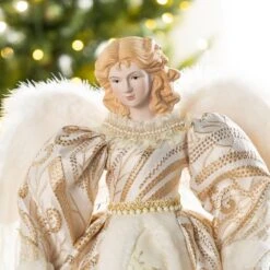 24 In. H Faux Fur & PVC Christmas Elegant Angel Tree Topper With Porcelain Face -Northlight Shop glitzhome christmas tree toppers 2010100094 4f 1000