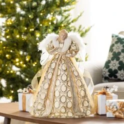 18.5 In. H Faux Fur & PVC Christmas Elegant Angel Tree Topper With Porcelain Face 13 18.5 In. H Faux Fur & PVC Christmas Elegant Angel Tree Topper With Porcelain Face -Northlight Shop glitzhome christmas tree toppers 2010400018 31 1000