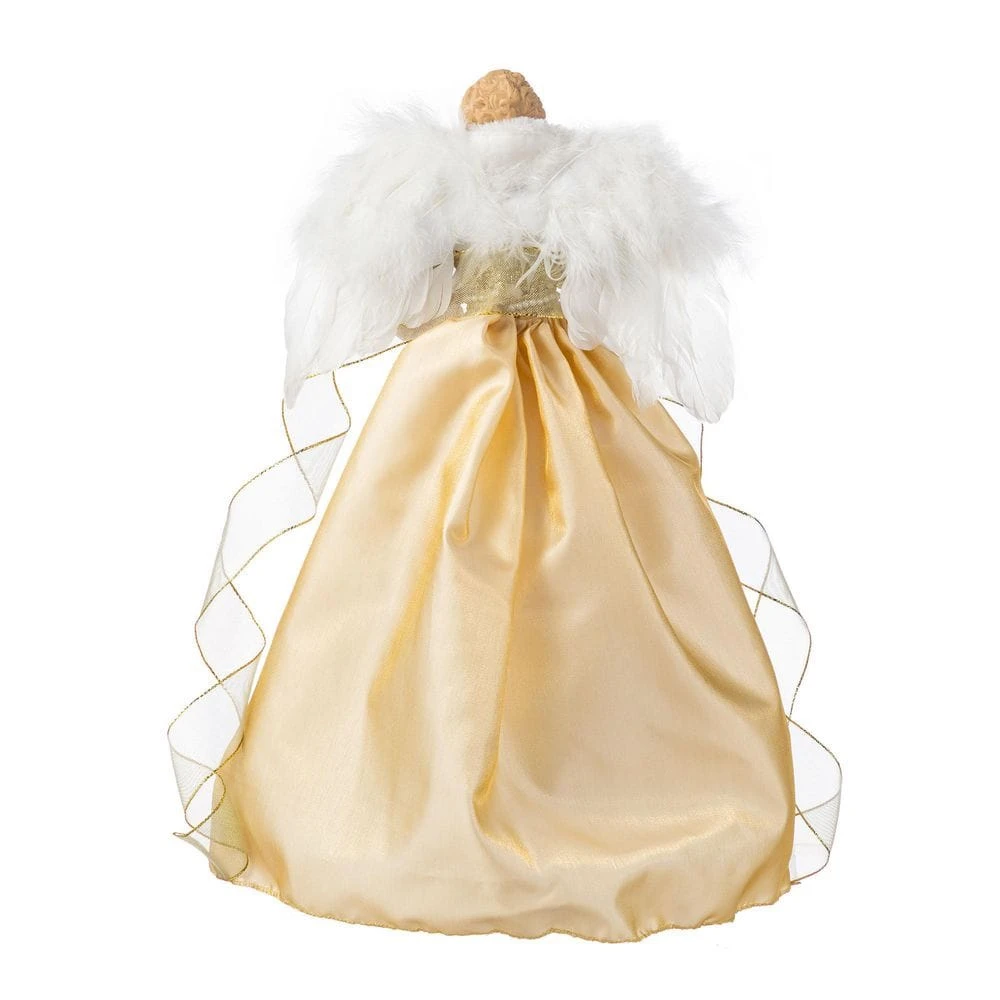 18.5 In. H Faux Fur & PVC Christmas Elegant Angel Tree Topper With Porcelain Face 3 18.5 In. H Faux Fur & PVC Christmas Elegant Angel Tree Topper With Porcelain Face - Image 3