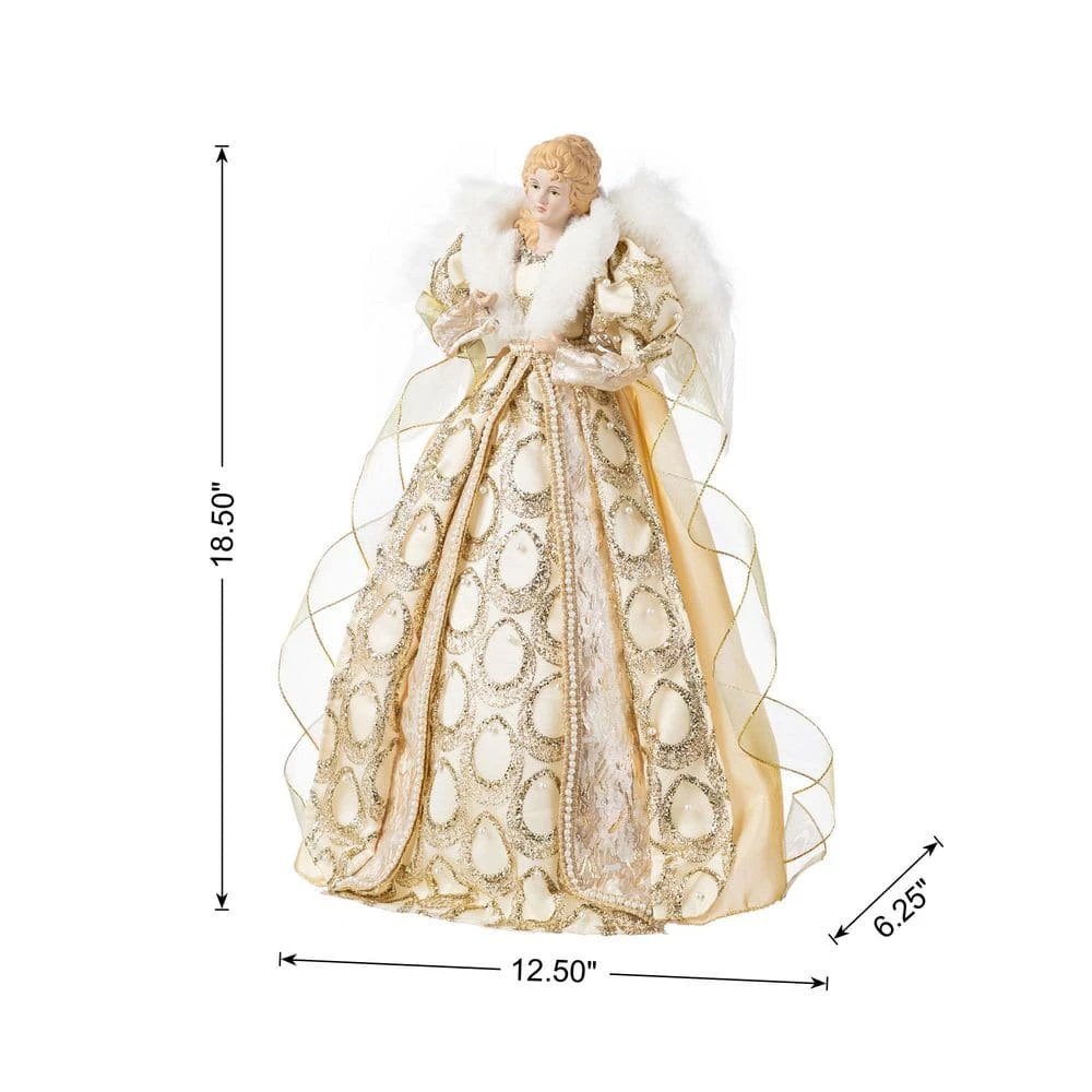 18.5 In. H Faux Fur & PVC Christmas Elegant Angel Tree Topper With Porcelain Face 4 18.5 In. H Faux Fur & PVC Christmas Elegant Angel Tree Topper With Porcelain Face - Image 4