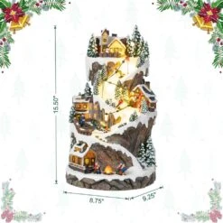 15.50 In. Lighted Skiing Moutain Resin Christmas Village With Movement And Music -Northlight Shop glitzhome christmas villages 2040200001 4f 1000