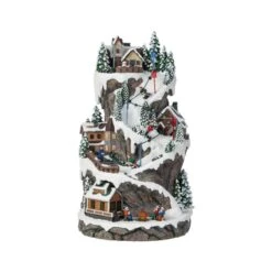 15.50 In. Lighted Skiing Moutain Resin Christmas Village With Movement And Music -Northlight Shop glitzhome christmas villages 2040200001 c3 1000