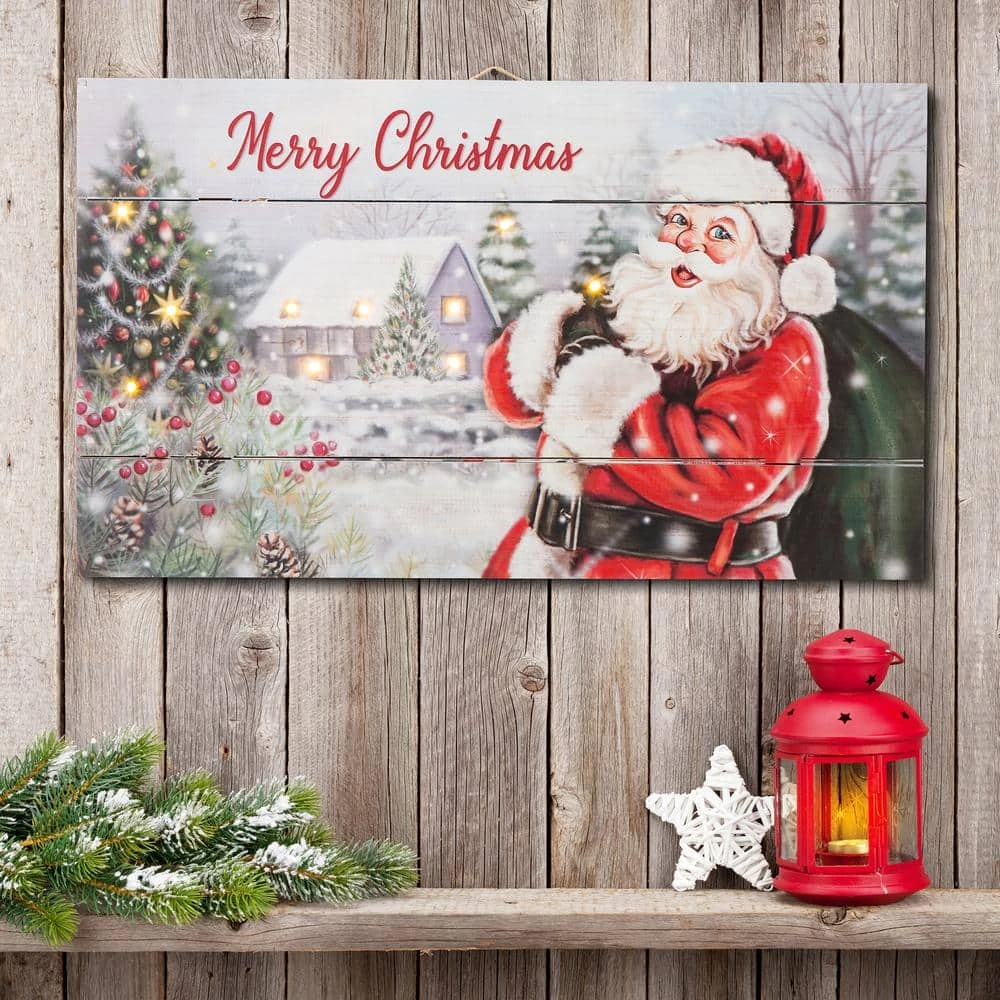 24 In. H Wooden Santa Wall Decor Lighted 4 24 In. H Wooden Santa Wall Decor Lighted - Image 4