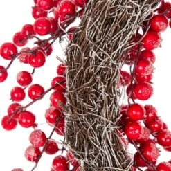 22 In. Artificial Dia Red Berry Wreath With Wooden Window Frame -Northlight Shop glitzhome christmas wreaths 1115203528 1f 1000