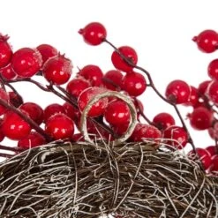 22 In. Artificial Dia Red Berry Wreath With Wooden Window Frame -Northlight Shop glitzhome christmas wreaths 1115203528 44 1000