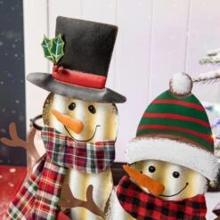 29.92 In. H Metal Christmas Snowman Family Yard Stake -Northlight Shop glitzhome christmas yard decorations 1103202624 1f 1000