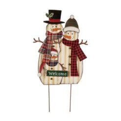 29.92 In. H Metal Christmas Snowman Family Yard Stake