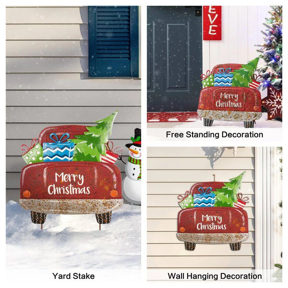 31.89 In. H Rusty Metal Christmas Truck Yard Stake Or Standing Decor Or Wall Decor 5 31.89 In. H Rusty Metal Christmas Truck Yard Stake Or Standing Decor Or Wall Decor - Image 5