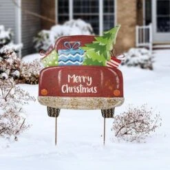 31.89 In. H Rusty Metal Christmas Truck Yard Stake Or Standing Decor Or Wall Decor 15 31.89 In. H Rusty Metal Christmas Truck Yard Stake Or Standing Decor Or Wall Decor -Northlight Shop glitzhome christmas yard decorations 1106202987 31 1000