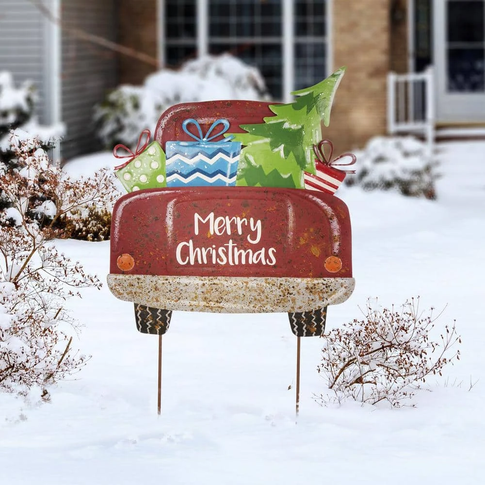 31.89 In. H Rusty Metal Christmas Truck Yard Stake Or Standing Decor Or Wall Decor 8 31.89 In. H Rusty Metal Christmas Truck Yard Stake Or Standing Decor Or Wall Decor - Image 8