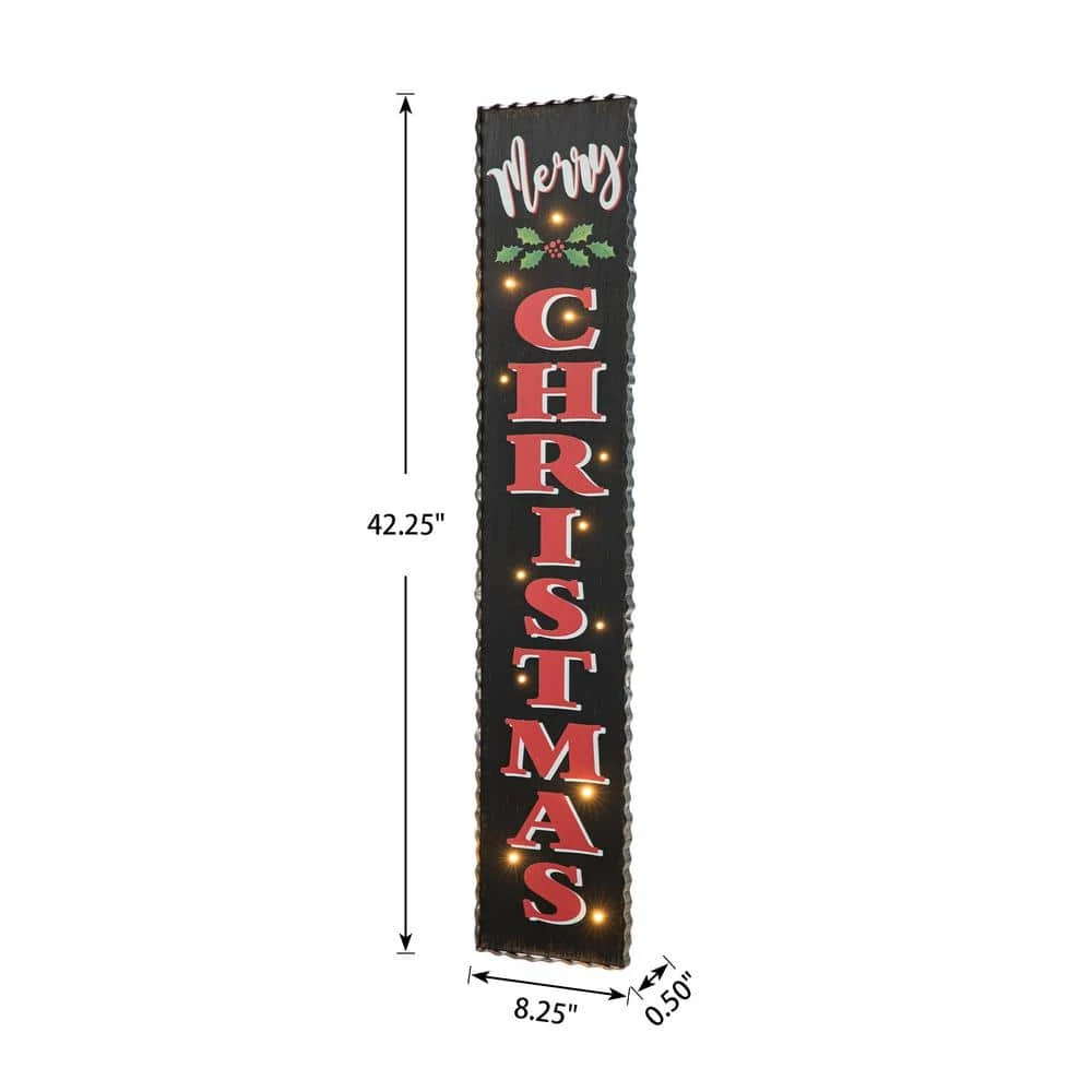 42 In. H Wooden Black Christmas Porch Sign Lighted 5 42 In. H Wooden Black Christmas Porch Sign Lighted - Image 5