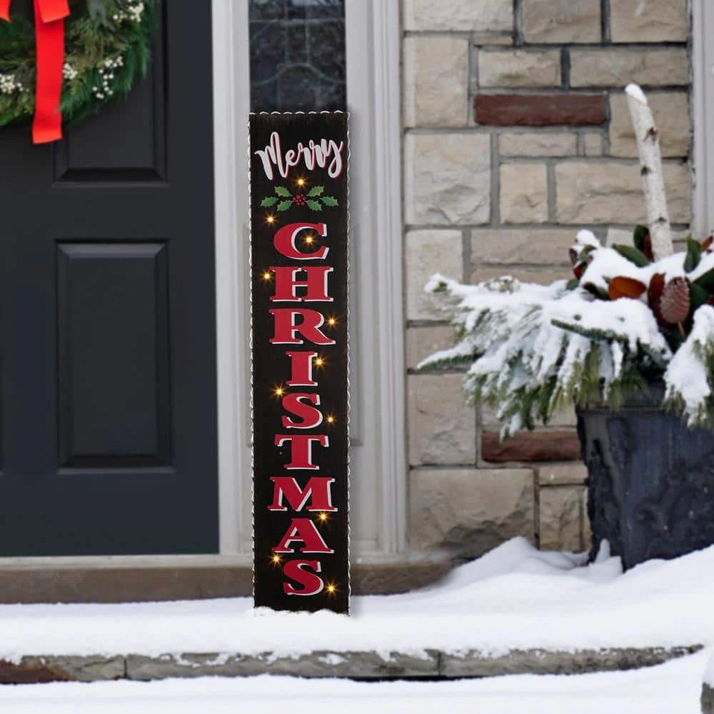 42 In. H Wooden Black Christmas Porch Sign Lighted 4 42 In. H Wooden Black Christmas Porch Sign Lighted - Image 4