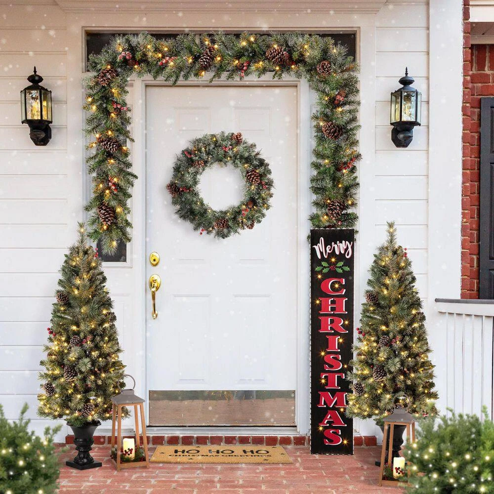 42 In. H Wooden Black Christmas Porch Sign Lighted 2 42 In. H Wooden Black Christmas Porch Sign Lighted - Image 2