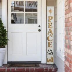 60 In. H Wooden Nativity Peace Porch Sign Christmas Yard Decor (KD)