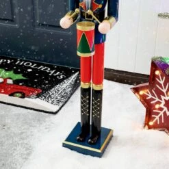36 In. H Wooden Christmas Drummer Nutcracker -Northlight Shop glitzhome christmas yard decorations 2010100049 fa 1000