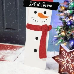36 In. H Metal Glittered Snowman Porch Decor -Northlight Shop glitzhome christmas yard decorations 2010100056 4f 1000