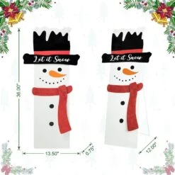 36 In. H Metal Glittered Snowman Porch Decor -Northlight Shop glitzhome christmas yard decorations 2010100056 c3 1000