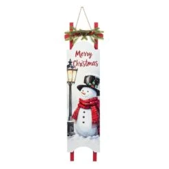 42 In. H Wooden Christmas Snowman Sleigh Porch Sign -Northlight Shop glitzhome christmas yard decorations 2010100081 c3 1000