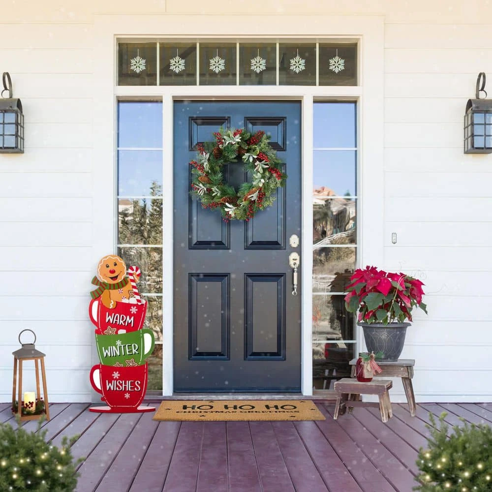 34.50 In. H Wooden Christmas Gingerbread Man On Coffee Cup Porch Decor 4 34.50 In. H Wooden Christmas Gingerbread Man On Coffee Cup Porch Decor - Image 4