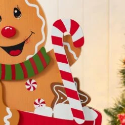 34.50 In. H Wooden Christmas Gingerbread Man On Coffee Cup Porch Decor 13 34.50 In. H Wooden Christmas Gingerbread Man On Coffee Cup Porch Decor -Northlight Shop glitzhome christmas yard decorations 2010100083 fa 1000