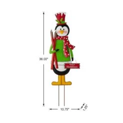 36 In. H Metal Penguin Yardstake Or Standing Decor Or Wall Decor (KD, 3 Function) -Northlight Shop glitzhome christmas yard decorations 2010200025 4f 1000