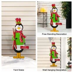 36 In. H Metal Penguin Yardstake Or Standing Decor Or Wall Decor (KD, 3 Function) -Northlight Shop glitzhome christmas yard decorations 2010200025 c3 1000