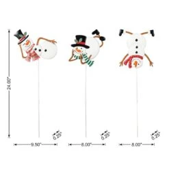 24 In. H Set Of 3 Christmas Metal Snowman Yard Stake Or Wall Décor -Northlight Shop glitzhome christmas yard decorations 2010200073 c3 1000