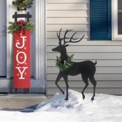 42 In. H Set Of 2 Christmas Metal Silhouette Reindeers Yard Stake Or Wall Décor -Northlight Shop glitzhome christmas yard decorations 2010200075 31 1000