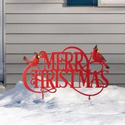 24 In. L Metal Christmas Merry Christmas Yard Stake -Northlight Shop glitzhome christmas yard decorations 2010200083 31 1000