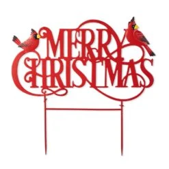24 In. L Metal Christmas Merry Christmas Yard Stake