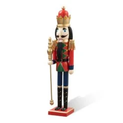24 In. H Wooden Christmas King Nutcracker -Northlight Shop glitzhome christmas yard decorations 2036700001 1f 1000