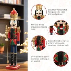 24 In. H Wooden Christmas King Nutcracker -Northlight Shop glitzhome christmas yard decorations 2036700001 4f 1000