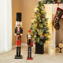 24 In. H Wooden Christmas King Nutcracker -Northlight Shop glitzhome christmas yard decorations 2036700001 77 1000