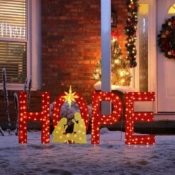 37.75 In. Lighted Christmas 2D Fabric Nativity HOPE Outdoor Decor With Warm White Lights (Set Of 4) -Northlight Shop glitzhome christmas yard decorations 2039800013 31 1000