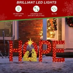 37.75 In. Lighted Christmas 2D Fabric Nativity HOPE Outdoor Decor With Warm White Lights (Set Of 4) -Northlight Shop glitzhome christmas yard decorations 2039800013 44 1000
