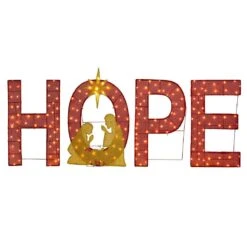 37.75 In. Lighted Christmas 2D Fabric Nativity HOPE Outdoor Decor With Warm White Lights (Set Of 4)