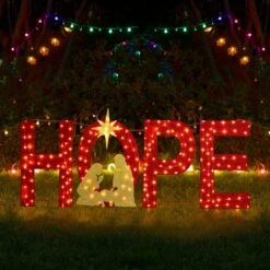 37.75 In. Lighted Christmas 2D Fabric Nativity HOPE Outdoor Decor With Warm White Lights (Set Of 4) -Northlight Shop glitzhome christmas yard decorations 2039800013 77 1000