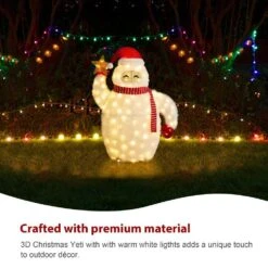 42 In. H Lighted Christmas 3D Fabric Yeti Outdoor Decor With 130 Warm White LED Lights -Northlight Shop glitzhome christmas yard decorations 2039800017 1f 1000