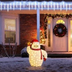 42 In. H Lighted Christmas 3D Fabric Yeti Outdoor Decor With 130 Warm White LED Lights -Northlight Shop glitzhome christmas yard decorations 2039800017 31 1000