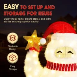 42 In. H Lighted Christmas 3D Fabric Yeti Outdoor Decor With 130 Warm White LED Lights -Northlight Shop glitzhome christmas yard decorations 2039800017 44 1000