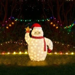 42 In. H Lighted Christmas 3D Fabric Yeti Outdoor Decor With 130 Warm White LED Lights -Northlight Shop glitzhome christmas yard decorations 2039800017 77 1000