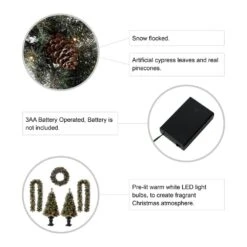 2pk 4ft. Flocked Artificial Christmas Tree And 24 In. D Pre-Lit Christmas Wreath And Matched 2pk 9 Ft. Garland Set -Northlight Shop glitzhome outdoor christmas trees 2014600091 c3 1000