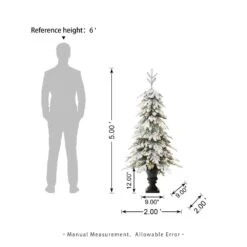 5 Ft. Pre-Lit Flocked Fir Artificial Christmas Tree With 150 Warm White Lights And Red Berries -Northlight Shop glitzhome outdoor christmas trees 2030800017 c3 1000