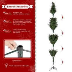 9 Ft. Pre-Lit Green Slim Fir Artificial Christmas Tree With 650 Warm White/Multi-color LED Lights -Northlight Shop glitzhome pre lit christmas trees 2014600187 76 1000