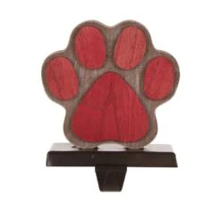 6.30 In. H Wooden/Metal Paw Stocking Holder