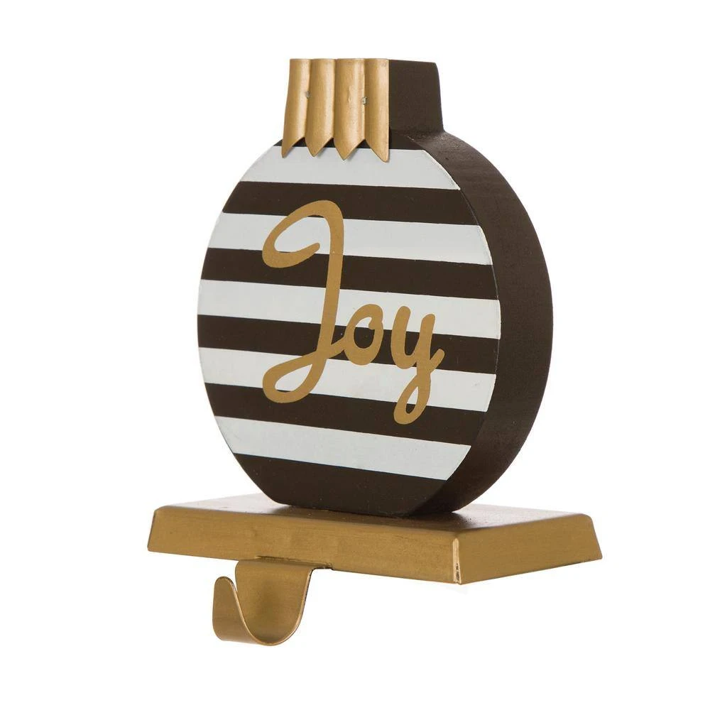 6.89 In. H Wooden/Metal Striped Ornament Stocking Holder 2 6.89 In. H Wooden/Metal Striped Ornament Stocking Holder - Image 2