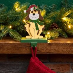 7.76 In. H Wooden Metal Christmas Stocking Holder Dog -Northlight Shop glitzhome stocking holders 1124202626 d4 1000