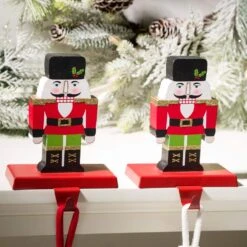 Wooden/Metal Nutcracker Stocking Holder (Set Of 2) -Northlight Shop glitzhome stocking holders 2005000005 31 1000