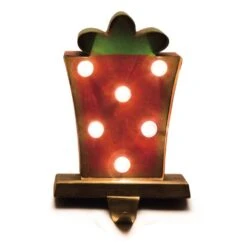 4.92 In. L X 3.54 In. W X 7.48 In. H Marquee LED Tree And Gift Box Stocking Holder Set Of 2 -Northlight Shop glitzhome stocking holders 2005000010 44 1000